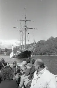 Print of Sail Training Schooner Fowey Cornwall April 1993