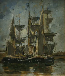 Ships in a Harbour, Eugene Boudin (1824-1898) Ships in a Harbour, Eugene Boudin (1824-1898)