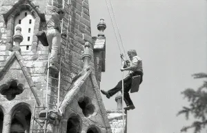 Steeplejack, Lostwithiel, Cornwall. June 1990 Steeplejack, Lostwithiel, Cornwall. June 1990