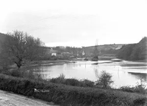Truro Collection: Tresillian Village from the river, Tresillian, Cornwall. Early 1900s
