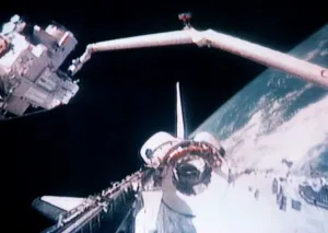Space Shuttle Print with Robot Arm and ORFEUS-SPAS Spacecraft