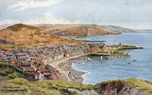 Aberystwyth Collection: Aberystwyth from Constitution Hill (colour litho)