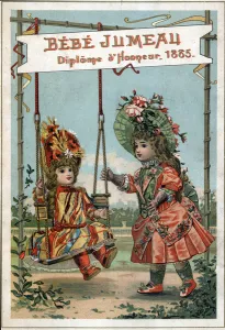 Advertising for Twin dolls in 1885 of the Twin House. (First Manufacture of the World for Advertising for Twin dolls in 1885 of the Twin House. (First Manufacture of the World for