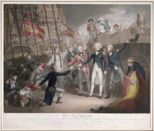Admiral Nelson's boarding the two Spanish Ships, 14th February 1797 Admiral Nelson's boarding the two Spanish Ships, 14th February 1797
