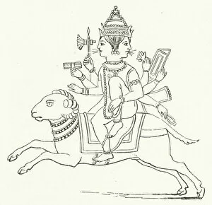 Agni Collection: Agni, Hindu fire god (engraving)