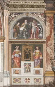 Alessandro Bentivoglio with saints and below Saint Rose and Saint Justina (fresco Alessandro Bentivoglio with saints and below Saint Rose and Saint Justina (fresco