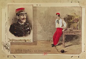Alfred Dreyfus (1855-1935) as a prisoner, 1894-1906 (colour litho) Alfred Dreyfus (1855-1935) as a prisoner, 1894-1906 (colour litho)