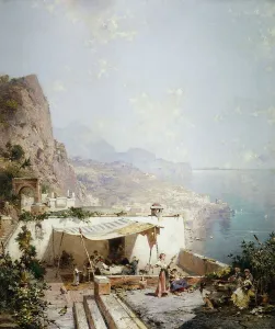 Amalfi - Gulf of Salerno; Amalfi - Golfe de Salerne, (oil on canvas) Amalfi - Gulf of Salerno; Amalfi - Golfe de Salerne, (oil on canvas)
