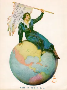 American Woman Sitting on the Globe, 1915 (screen print) American Woman Sitting on the Globe, 1915 (screen print)
