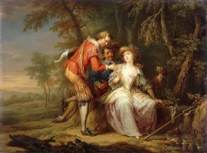 Amorous allegorical Scenes in wooded Landscapes, (oil on panel) Amorous allegorical Scenes in wooded Landscapes, (oil on panel)