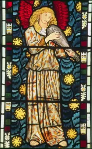 Angel with a rebec, 1869 (stained glass) (see also 54923 & 77951) Angel with a rebec, 1869 (stained glass) (see also 54923 & 77951)
