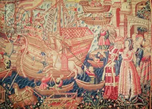 Detail of the animals, from the Arrival of Vasco da Gama in Calicut (tapestry) Detail of the animals, from the Arrival of Vasco da Gama in Calicut (tapestry)