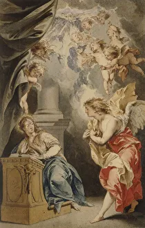 The Annunciation, (black chalk, pen and grey ink, watercolour heightened with white) The Annunciation, (black chalk, pen and grey ink, watercolour heightened with white)