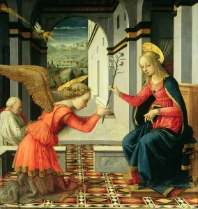 The Annunciation (tempera on panel) (detail of 225657) The Annunciation (tempera on panel) (detail of 225657)