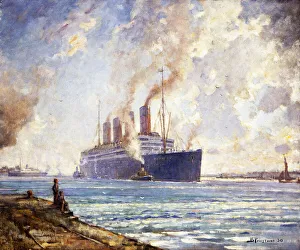 The Aquitania coming up Southampton Water, 1930 (oil on canvas) The Aquitania coming up Southampton Water, 1930 (oil on canvas)