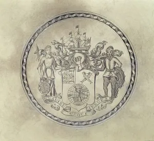 Armorials of the South Sea Company, engraved on a salver, 1714 (silver-gilt) Armorials of the South Sea Company, engraved on a salver, 1714 (silver-gilt)