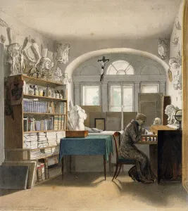 The Artist in his Study, 1842 (pencil and watercolour on paper) The Artist in his Study, 1842 (pencil and watercolour on paper)