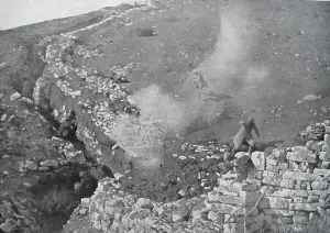 Australian Military History Prints: Shrapnel exploding from an Australian Shell, 1917
