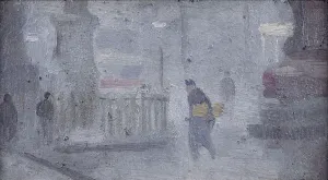 Manchester Cityscape Prints: Study for Base of Statues, Albert Square, c. 1910 (oil on board)