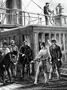 Great Eastern Ship Prints: The Great Eastern used during the creation of the Atlantic Telegraph, 1850