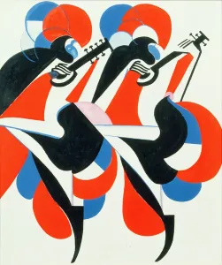Prints of BON40546 Dancing Musicians by Scheiber, Hugo (1873-1950); Private Collection; Photo © Bonhams, London, UK; Hungarian, out of copyright Related Prints: Fine Art Finder Print: Dancing Musicians by Hugo Scheiber