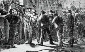 Great Eastern Ship Prints: The Great Eastern used during the creation of the Atlantic Telegraph, 1850