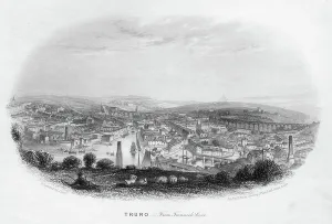 Cornwall Railway History Prints: Truro, from Trennick Lane, 1860