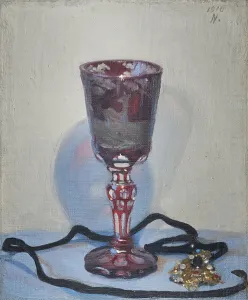 Still Life Artwork Prints: The Ruby Glass, Signed and dated upper right, 1919 (oil on canvas board)