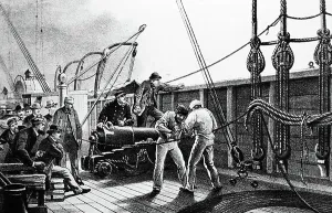 Great Eastern Ship Prints: The Great Eastern used during the creation of the Atlantic Telegraph, 1850