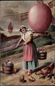 Ostertage Artwork Prints: Congratulations Easter, Easter egg mill, farmer, chick
