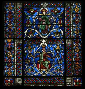 Prints of 719606 Tree of Jesse Window, Corona Chapel, Canterbury Cathedral, c.1200 (stained glass) by English School, (13th century); Canterbury Cathedral, Canterbury, Kent, UK; (add.info.: Tree of Jesse) Canterbury Prints: Tree of Jesse Window Print, Canterbury Cathedral