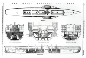 Isambard Kingdom Brunel Designs Prints: Plan and cross sections of the Great Eastern steamship