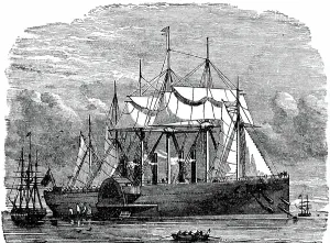 Great Eastern Ship Prints: The Great Eastern used during the creation of the Atlantic Telegraph, 1850