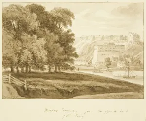 Avon River England Prints: Windsor Terrace, Clifton, from the South of the Avon, 1819 (pencil & w / c on paper)