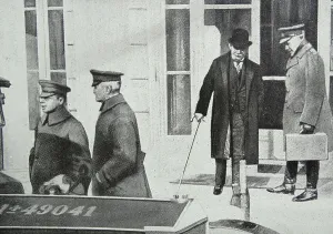 General Pershing Leaves Meeting with Lloyd George Print, 1918