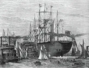 Great Eastern Ship Prints: The Great Eastern used during the creation of the Atlantic Telegraph, 1850