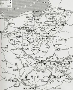 World War 1 Maps Prints: Map showing the eastern area of the great war (litho)