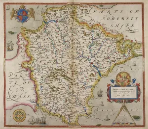 Old Maps Of England Prints: Map of Devon