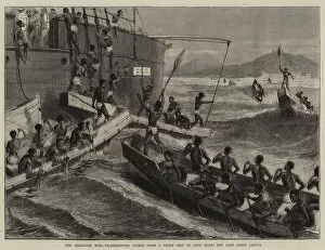 Cape Coast Collection: The Ashantee War, transhipping Stores from a Troop Ship to Surf Boats off Cape Coast Castle
