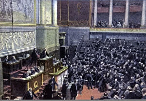 Anarchisme Collection: Assassination against Aristide Briand by Auguste Gizolme in the French Parliament, 1909 (print)