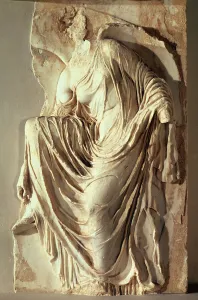 Athena Nike adjusting her sandal, c.420-420 BC (marble) Athena Nike adjusting her sandal, c.420-420 BC (marble)