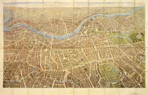 A Balloon View of London as seen from Hampstead, 1851 published by Bank and Co A Balloon View of London as seen from Hampstead, 1851 published by Bank and Co