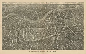 Aeroplane Collection: A Balloon View of London (viewed from North) (engraving)
