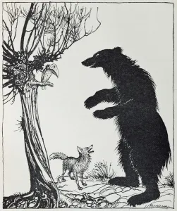 The Bear and the Fox, illustration from Aesop's Fables The Bear and the Fox, illustration from Aesop's Fables