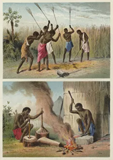 Beating Sorgo, Village Blacksmiths (chromolitho) Beating Sorgo, Village Blacksmiths (chromolitho)