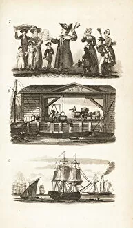Ann And Jane Taylor Collection: The Bellman, a London Wharf and Coal-ship and coal barge