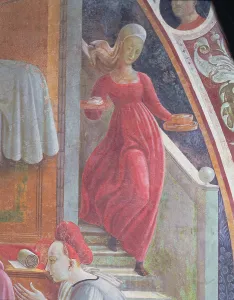 The Birth of the Virgin, detail of a servant girl from the fresco cycle The Lives of The Birth of the Virgin, detail of a servant girl from the fresco cycle The Lives of