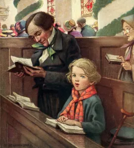 Bob Cratchit and Tiny Tim from Charles Dickens A Christmas Carol (colour litho) Bob Cratchit and Tiny Tim from Charles Dickens A Christmas Carol (colour litho)
