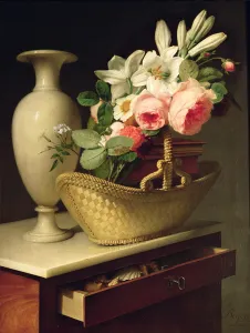 Bouquet of Lilies and Roses in a Basket, 1814 (oil on canvas) Bouquet of Lilies and Roses in a Basket, 1814 (oil on canvas)