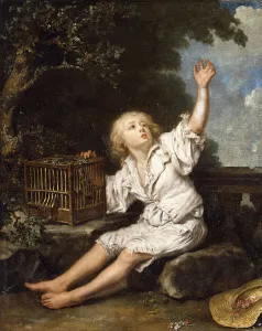A Boy with an Empty Birdcage, (oil on canvas) A Boy with an Empty Birdcage, (oil on canvas)